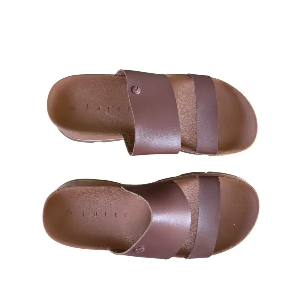 NWOB Reef Vista Luxe Siaa Countered Comfort Sandals Brown Platform Size 9